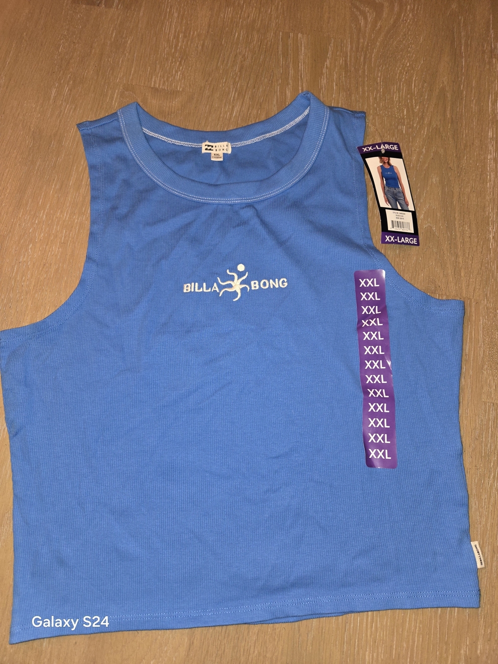 Billabong Womens XXL Blue Sleeveless Tank Top Embroidered New